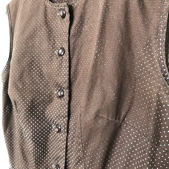 DONATED Vtg Brown Swiss Dot Dress XS - Picture 4 of 8